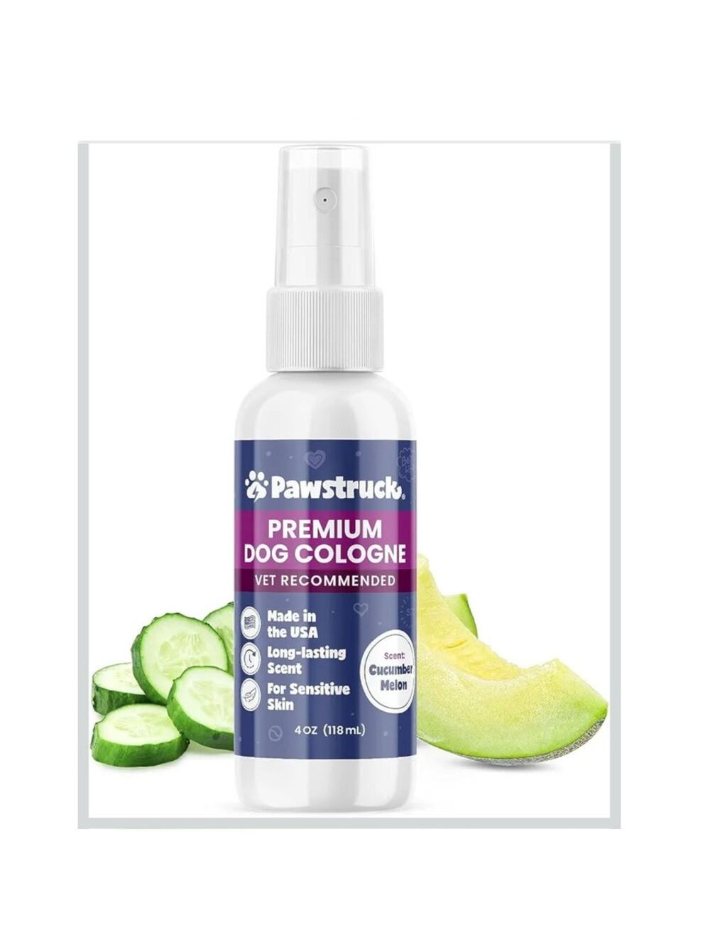 Dog Cologne Spray Sensitive Skin Odor Eliminator CucumberMelon AlcoholFree 4oz